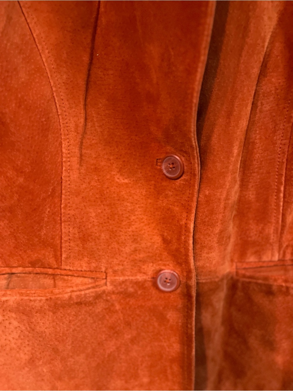 Relativity Burnt Orange Genuine Suede Leather Blazer Jacket Size Large - Picture 3 of 10